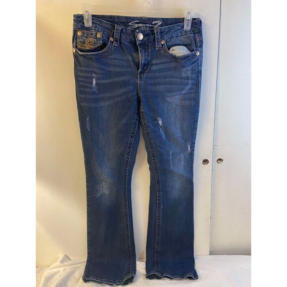 Seven7 jeans size 6 SlimBoot distressed denim 93 cotton - Picture 9 of 9